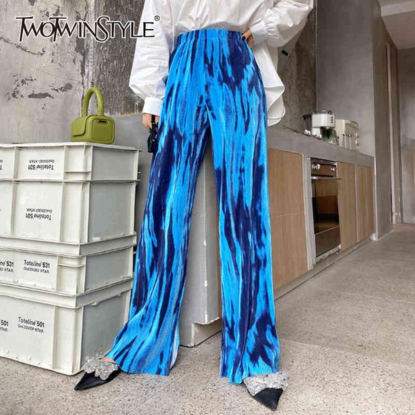 

print tie dye trouser for women high waist bottom split casual straight hit color pants female fashion new 210428, Black;white