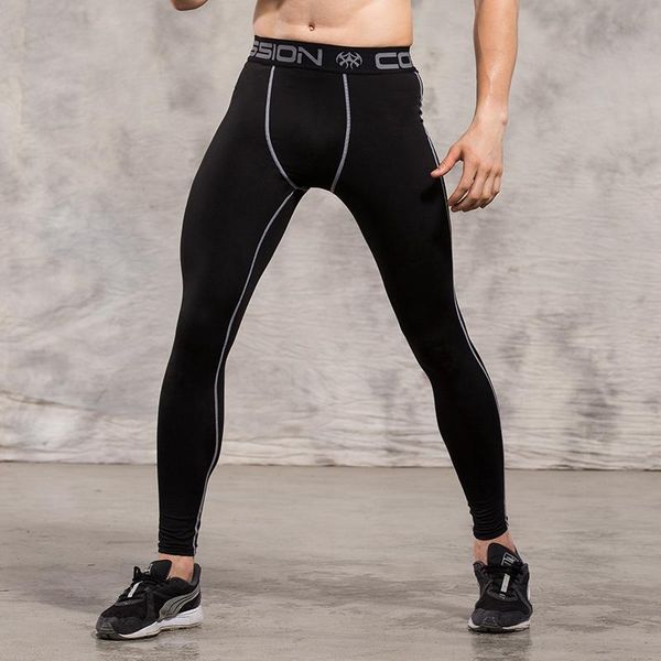 

men's pants mens compression tights running run jogging jogger fitness excercise bodybuilding gym athletic long pant spandex quick dry, Black