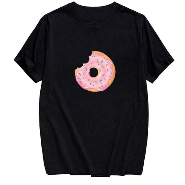 

men's t-shirts cloocl donuts print men cartoon cake sweet food short sleeve women tees cotton t shirts harajuku oversized, White;black