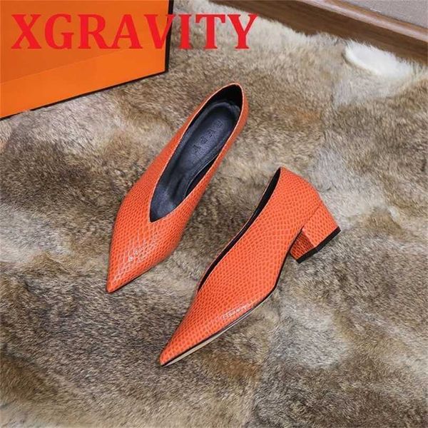 

spring chunky short heel pumps european and american genuine leather ladies shoes pointed toe party for women 211123, Black