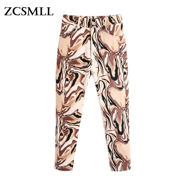 

women's jeans zcsmll 2021-year autumn arrivals vintage pants animal leopard print high-waist harem denim trousers, Blue