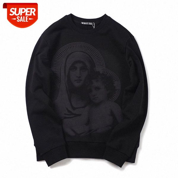 

autumn and winter men's sweaters europe the united states tide brand printing shadow virgin baby cotton loose couples #1o6o, Black
