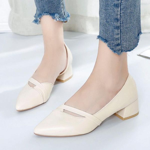

dress shoes women's pointed toe slip on square heels leather organizer shoe plastic rack tacones mujer correas #3, Black