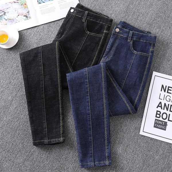 

women's jeans women high waist plus size skinny full length softener mom denim female pencil pants, Blue