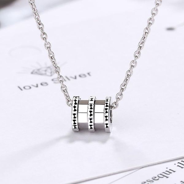 

pendant necklaces trendy mosaic zircon interlock round circle silver color for women chain choker collier bijoux jewelry gift