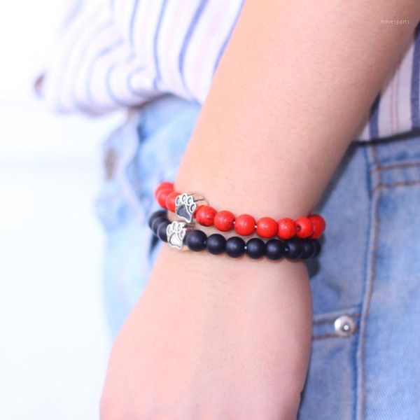 

charm bracelets 2021tiger eye natural stone mala bead yoga bracelet dog hand elastic rope women fashion couple bangles jewelry1, Golden;silver