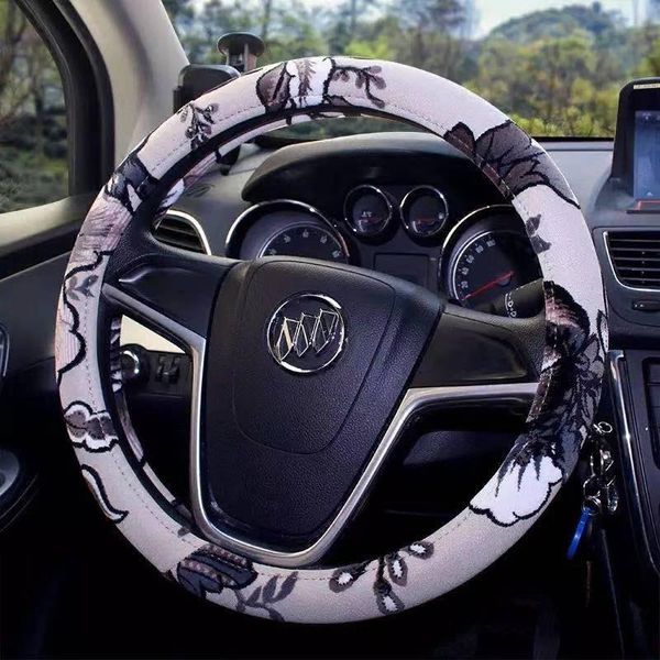 

steering wheel covers the chinese style cloth art car cover four seasons general non-slip sweat absorption breathable handle