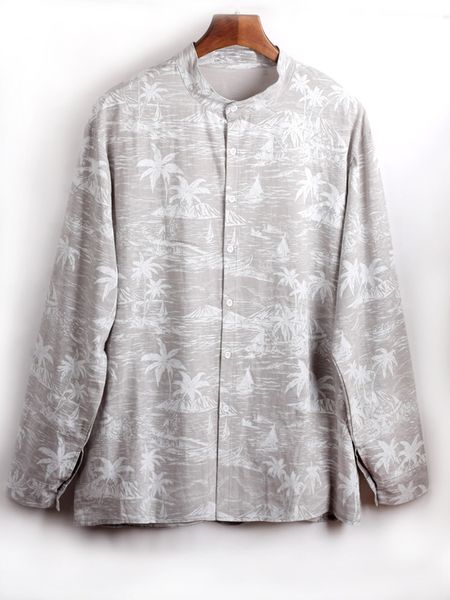 

men's shirts cotton hemp coconut beach flower high grade, White;black