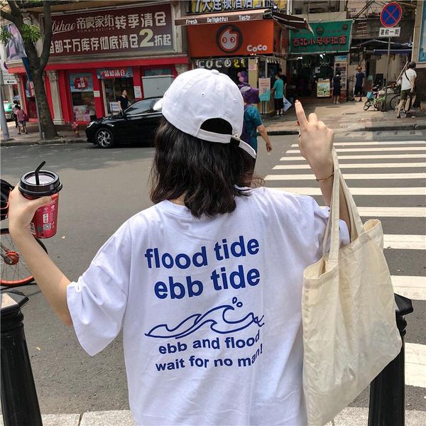 

women's t-shirt letter printing wind loose punk tshirt t-shirts japan tunic kawaii ladies female korean harajuku for women, White