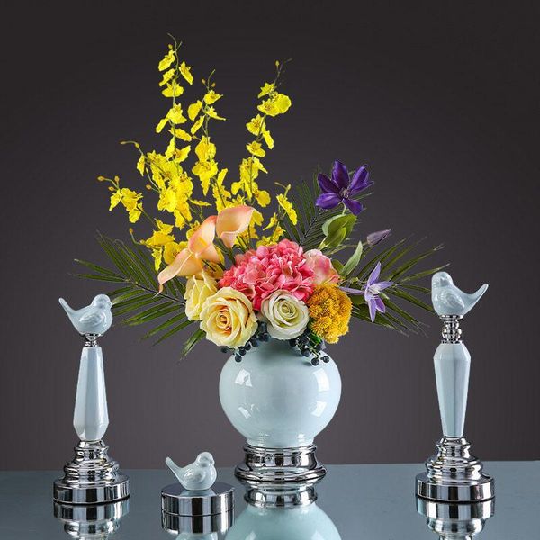 

european ceramic vase ornaments fake flower home livingroom table figurines decoration el office deskfurnishing crafts vases
