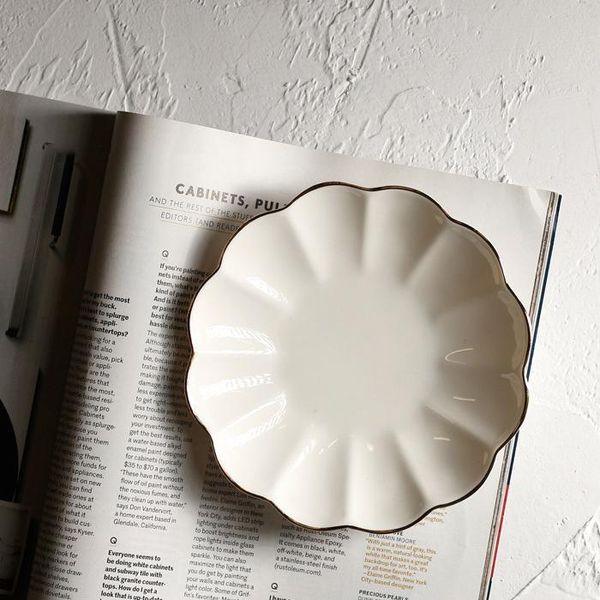 

dishes & plates golden edge ceramic white cute cake dish retro storage jewelry tray flower snack espresso cup set tea