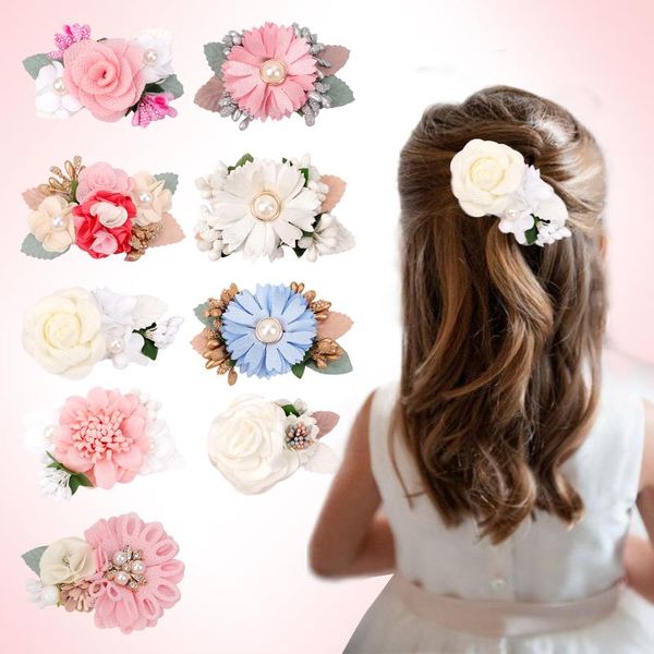 

hair accessories artifcial flowers clips for baby kids girls pins barrettes bb scrunchie pinzas para el pelo, Slivery;white