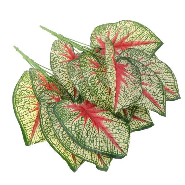 

decorative flowers & wreaths 2pcs simulation green plant leaves flower arrangement material red and