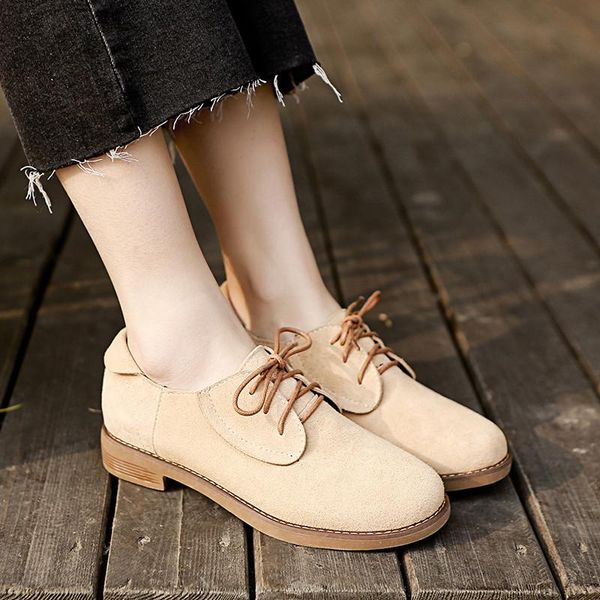 

dress shoes ymechic womens nubuck leather cow suede lacing derby oxford brown apricot medium chunky heels pumps large size shoe autumn, Black
