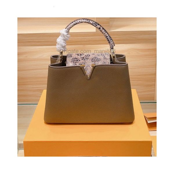 

classic bb handbags purse women crossbody shoulder bag snakeskin handle patchwork color tote bag genuine litchee leather graceful hand bags