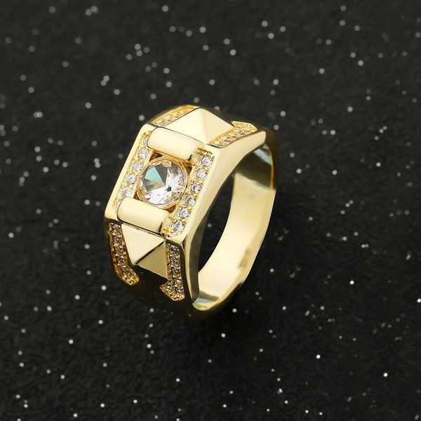 

wedding rings luxury gold couple inlay round cz zircon engagement ring for men women anniversary jewelry lover accessories, Slivery;golden