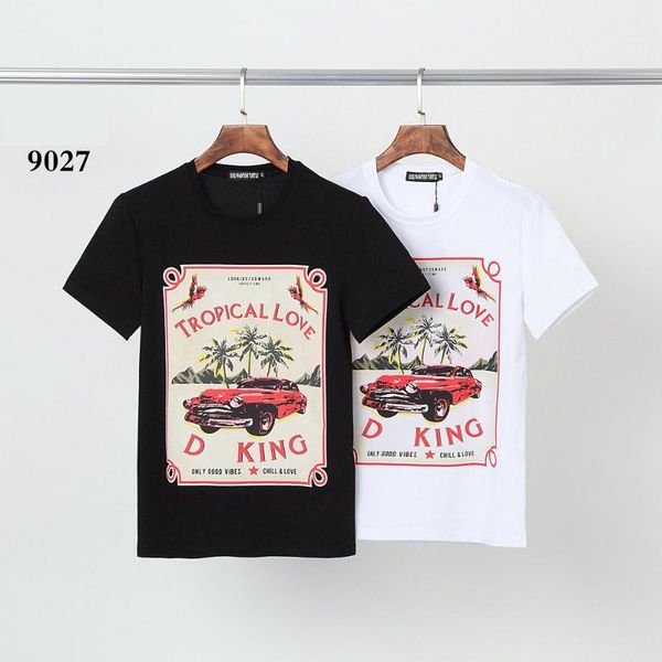 

men's t-shirts 2021 summer t-shirt men fashion print 100% cotton t shirts breathable quality tees 9027, White;black