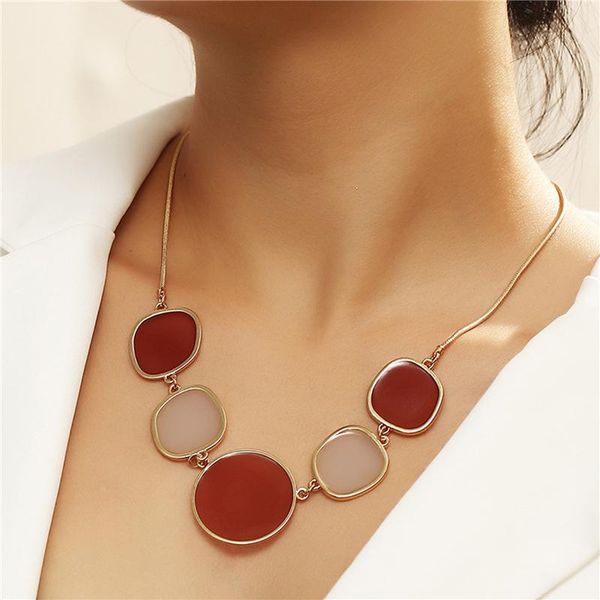 

pendant necklaces big statement elegant gold metal enamel choker necklace for women female party collar clavicle chain wedding jewelry, Silver