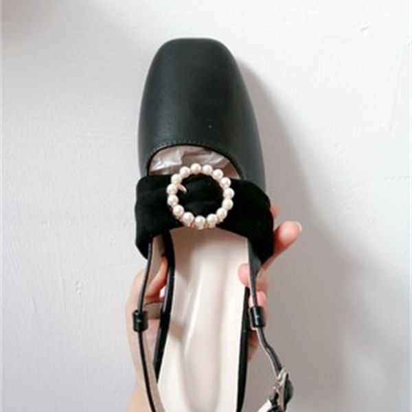 

2021 shoes high heeled sandals women's 2021 french single shoes middle heel fairy style button baotou sandals mary jane shoes thick hee, Black