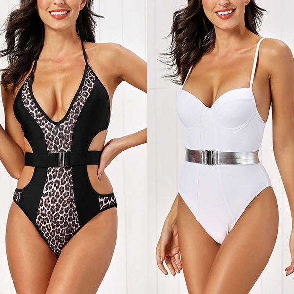 

one-piece suits 2021 bikini belt gathering swimsuit woman