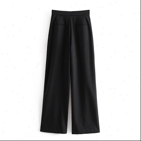

wide leg solid high waist women capri loose office fashion long trousers spring autumn, Black;white