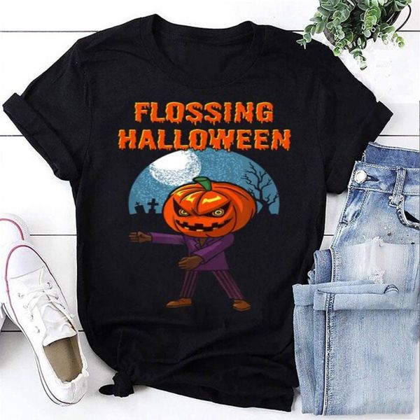 

women's t-shirt sale woman tshirts halloween print o neck short sleeve casual clothes ropa mujer verano 2021, White