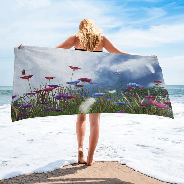 

towel colorful flowers bath camping bathroom accessories face microfiber beach