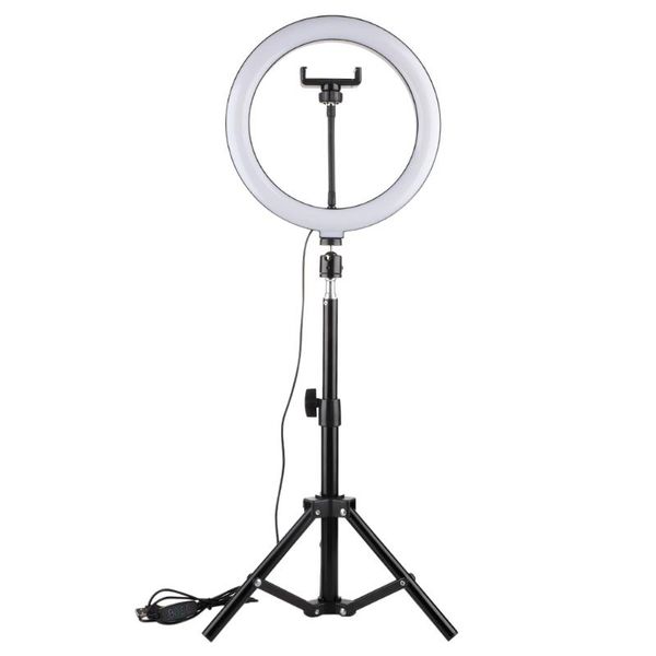 

10'' video lamp dimmable led selfie ring light usb pography with tripod phone holder for makeup studio flash heads