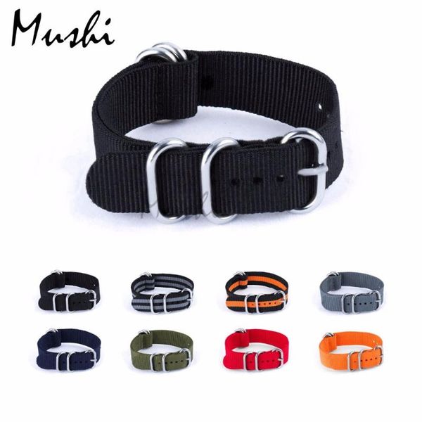 

watch bands strap fabric nylon canvas watchbands women men black sport watches band with 5 rings 20, 22, 24mm, Black;brown
