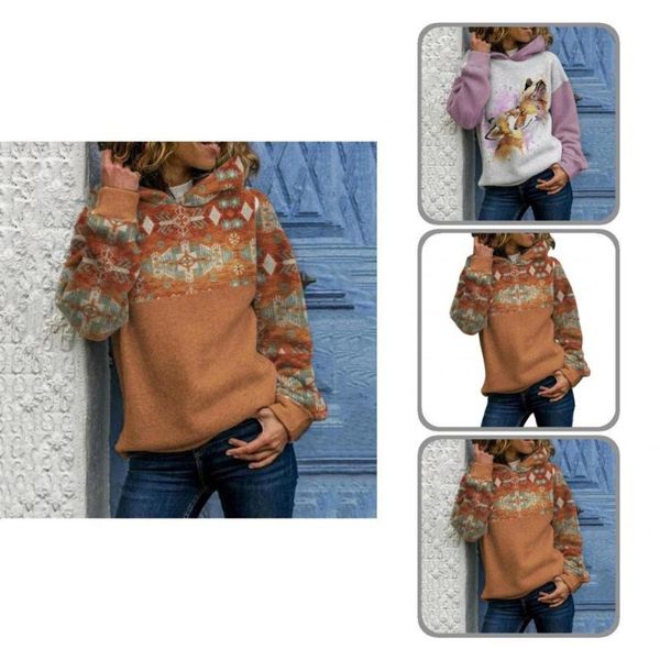 

women's hoodies & sweatshirts coldproof unique cartoon wolves print pullover sweatshirt thin fleece lining lady hoodie shrinkable cuffs, Black