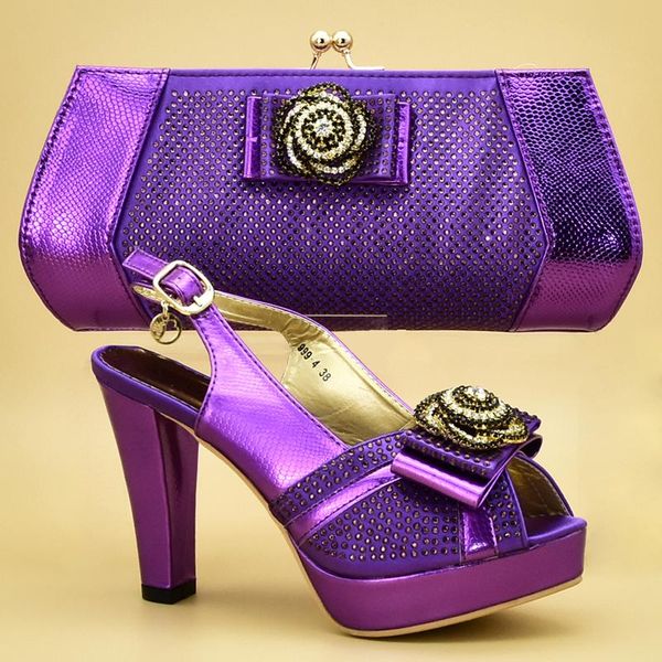 

dress shoes fashi in women matching and bag set decorated with rhinestone luxury nigerian lady party, Black