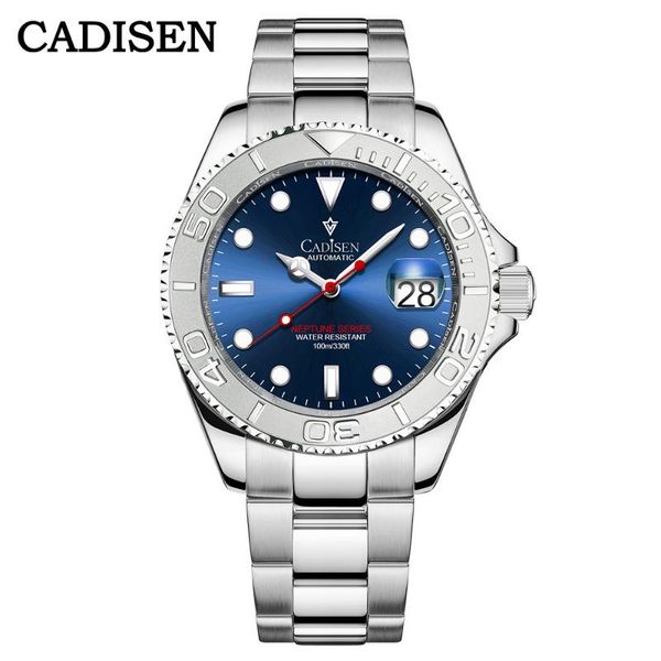 

wristwatches 2021 cadisen mens watches sapphire luxury mechanical automatic wristwatch stainless steel waterproof watch men nh35a clock, Slivery;brown
