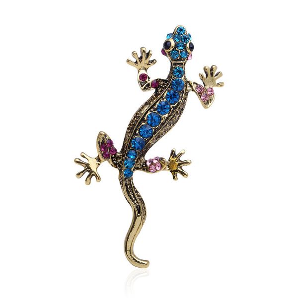 

factory 21ss lizard inlaid diamond brooch metal animal drop oil brooch clothing accessories fashion pin female christmas