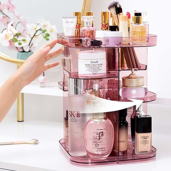 

storage boxes & bins fashion 360-degree rotating acrylic makeup organizer box brush holder jewelry case cosmetics