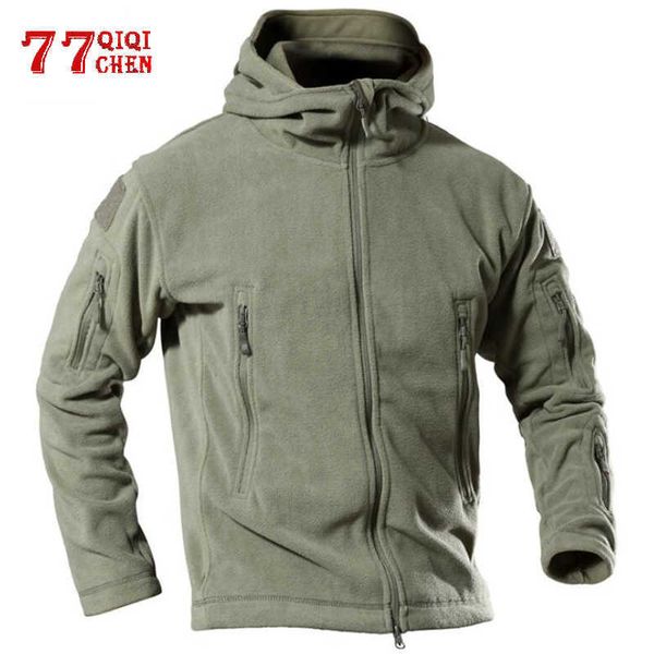 Askeri Polar Taktik Ceket Erkekler Termal Açık Havada ABD Sıcak Kapüşonlu Ceket Erkek Militar Softshell Zamli Giyim Ordusu Ceketler 4XL X0621