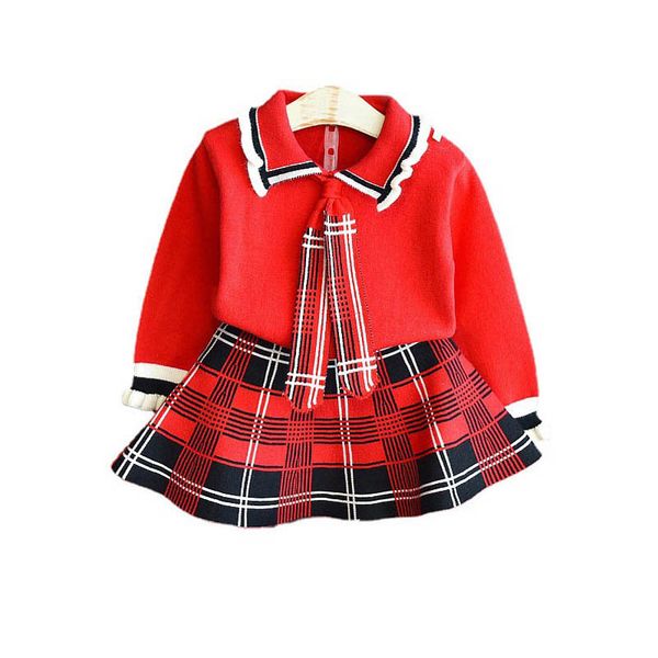 

girls sweater sets kids clothing baby clothes outfits autumn winter cotton long sleeve knitting patterns sweaters short skirts children sui, Blue