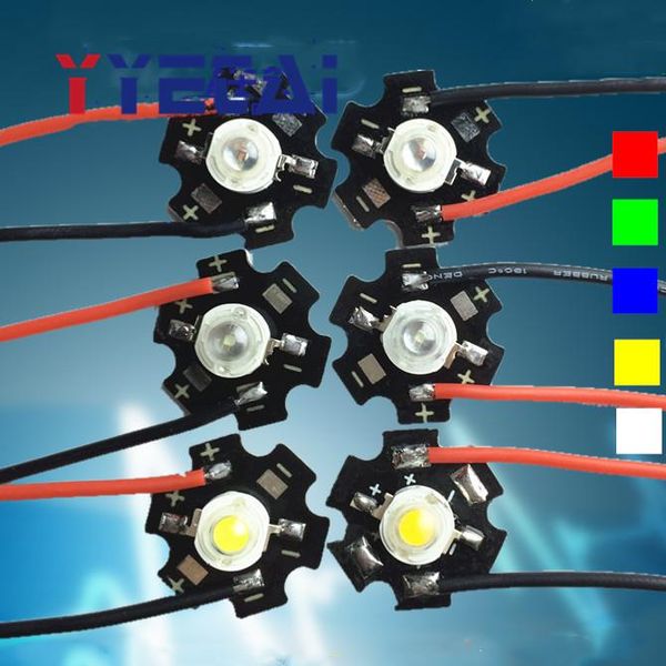 

light beads 5pcs ultra-bright high-power led with aluminum substrate connecting electronic wire 1w3w5w white red green blue yellow