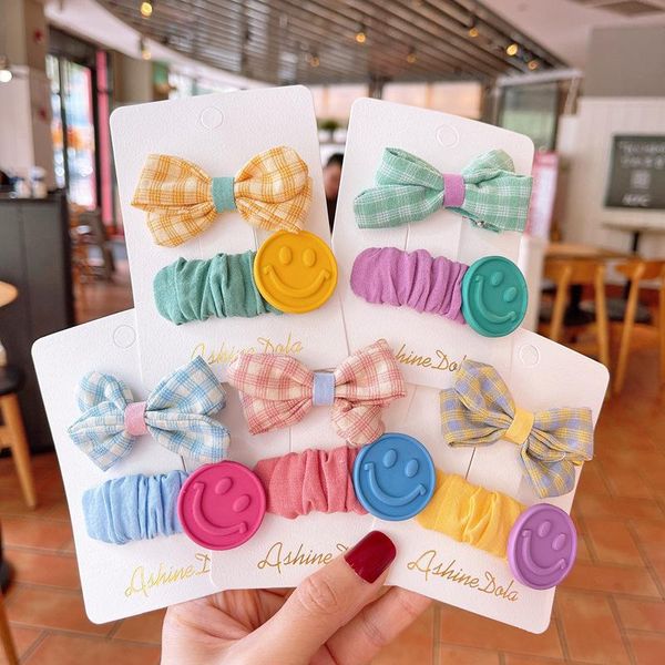 

hair accessories 2pcs korea sweet girl beautiful plaid cloth bow hearts hairpin headwear fashion cute clip kawaii barrette, Slivery;white