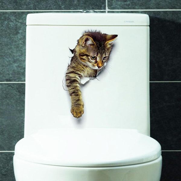 

wall stickers cute 3d cat sticker bathroom toilet living room home decor decal background pvc ena88