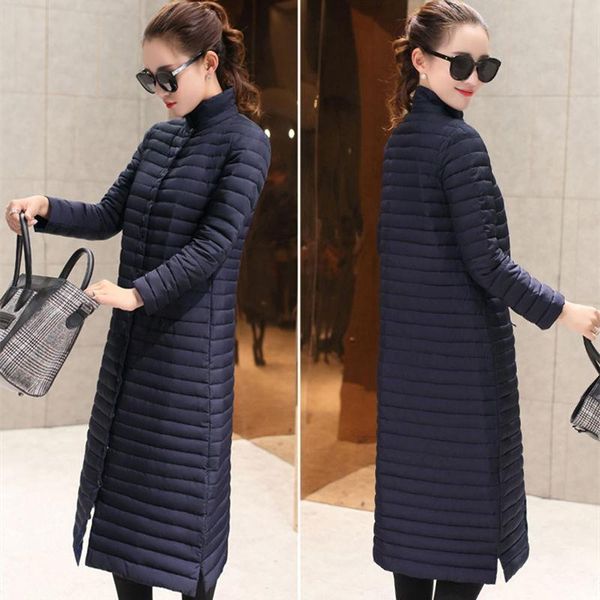 

women's down & parkas knee length ultralight duck jackets coats single breasted solid padded female outerwear jk-829 6hd9, Black