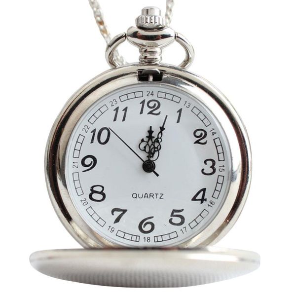 

personalized retro smooth pocket watch polish fob watches pendant gift for men women(silver), Slivery;golden
