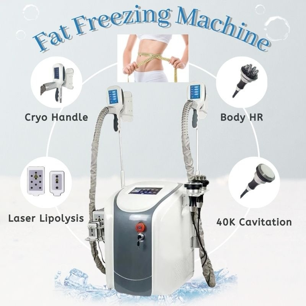 

2020 professional cryolipolysis fat e body slimming equipment with 2 cryo handles cavitation rf lipo laser salon use#912