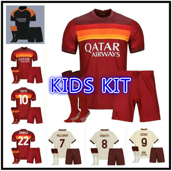 

thai maillot kolarov dzeko soccer jersey kids kit de rossi dzeko zaniolo totti jerseys 20 21 football kit shirt 2021 kids kit, Black