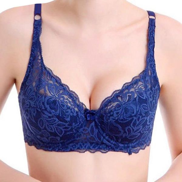 

bras women underwire padded up embroidery lace bra 32-40b brassiere push, Red;black