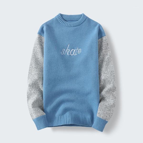 

men clothes winter patchwork sweater slim fit knitted mens sweaters o-neck pull homme fashion thick warm pullover men's, White;black
