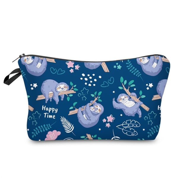 

hd 3d printing style sloth makeup hand bag women's storage washing dumplings