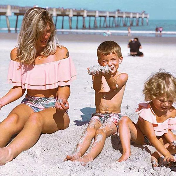 

ruffle swimsuit bikini parent child suit, Black;white