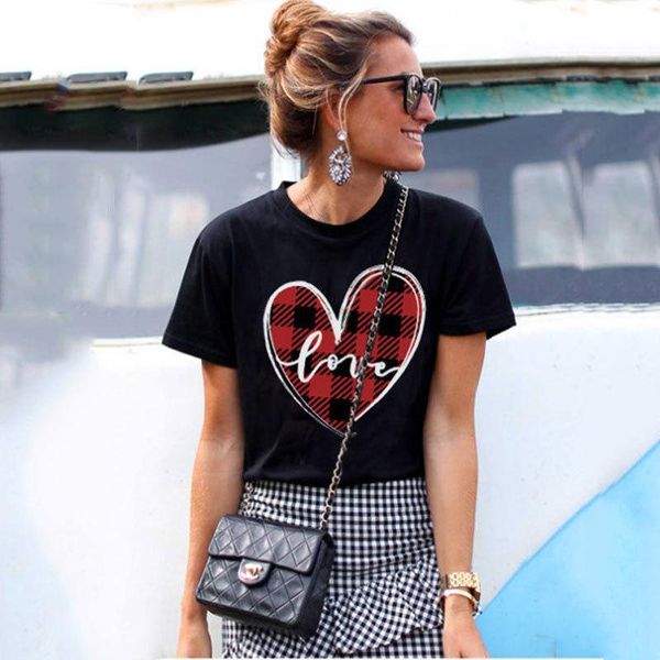 

carney love print crew neck short sleeve t-shirt women's, White