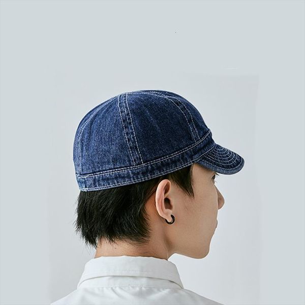 

short brim denim baseball caps for men summer outdoor leisure visor hats women washed cotton hip hop cap unisex, Blue;gray