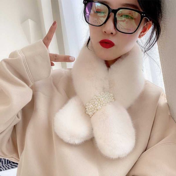 

scarves winter women fashion pearl collar bib thicken scarve solid color faux fur plush cross elegant warm shawl, Blue;gray